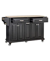 Streamdale Furniture Cambridge Natural Wood Top Kitchen Island with Storage