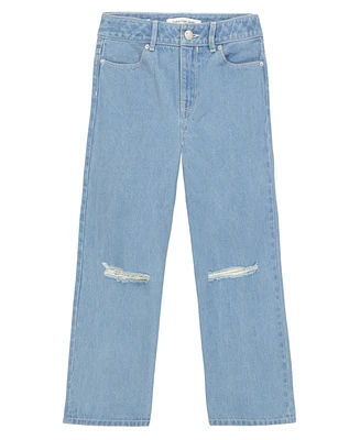 Calvin Klein Big Girls Distressed Wide Leg Jean