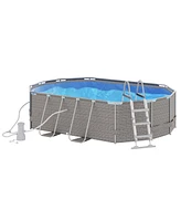 Outsunny Above Ground Swimming Pool, Non-Inflatable Frame Pool,