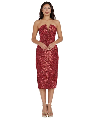 Dress the Population Women's Perla Strapless Sequined