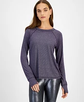 Id Ideology Women's Metallic Raglan-Sleeve Top, Created for Macy's