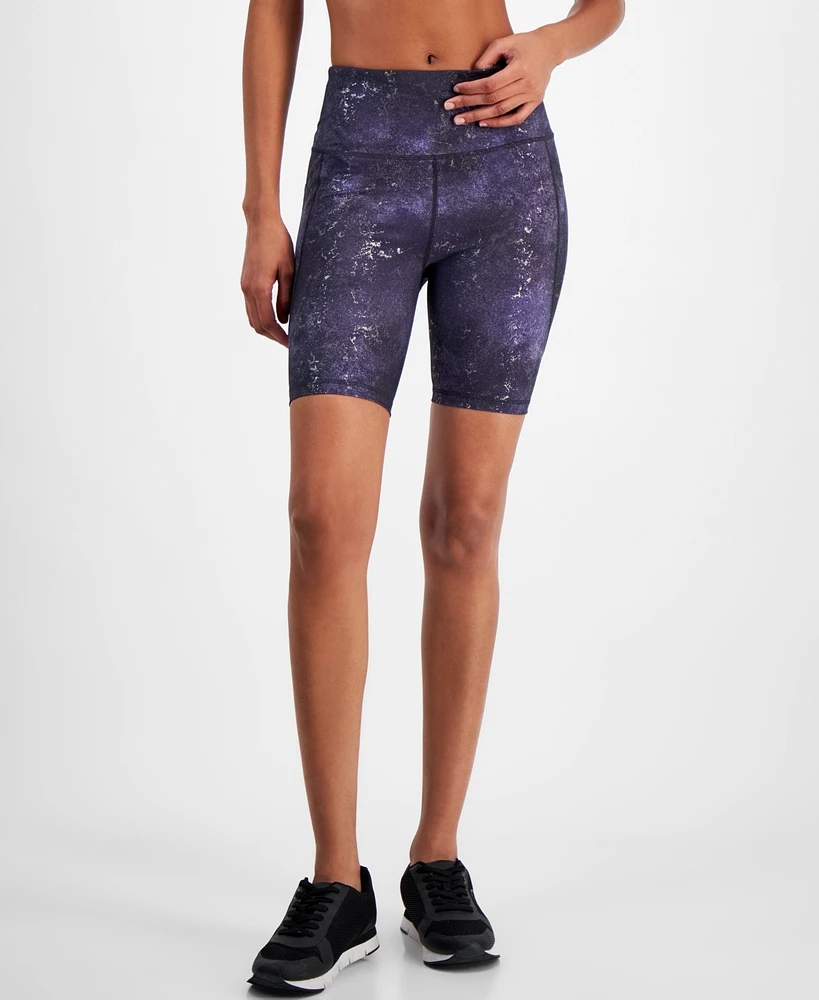 Id Ideology Women's Midnight Foil Bike Shorts, Created for Macy's