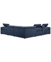 Nevio 6-Pc. Fabric Power Headrest Sectional with Console and 3 Motion Chairs