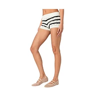 Edikted Women's Galia Striped Knit Shorts - Cream-and