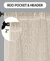 Superior Modern Cormac Printed Sheer Wrinkle Resistant 2-Piece Curtain Set with Grommet Top Header