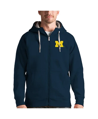 Antigua Men's Navy Michigan Wolverines Victory Full-Zip Hoodie