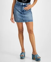 Guess Women's Carol Cotton Embellished Mini Denim Skirt