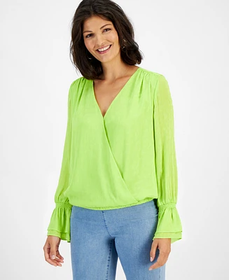 I.n.c. International Concepts Women's Ruffle Surplice Blouse, Created for Macy's