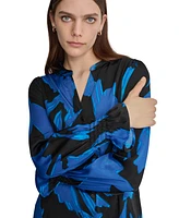 Dkny Women's Printed Blouson-Sleeve Button-Front Shirt