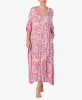 Ellen Tracy Women's Printed V-Neck Caftan Nightgown