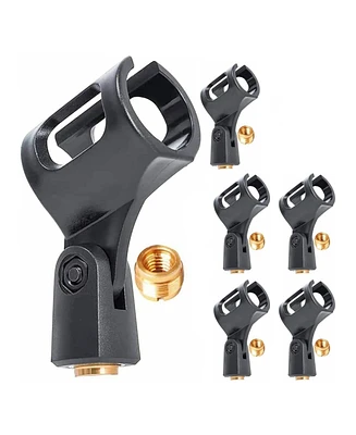 5 Core Microphone Clip Holder 6 Pieces Barrel Style with Screw Adapters 5/8 to 3/8 Inch - Mc-01 6 Pcs