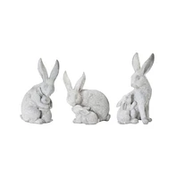 Slickblue White Stone Garden Rabbit With Baby Bunny Figurine (Set of 6)