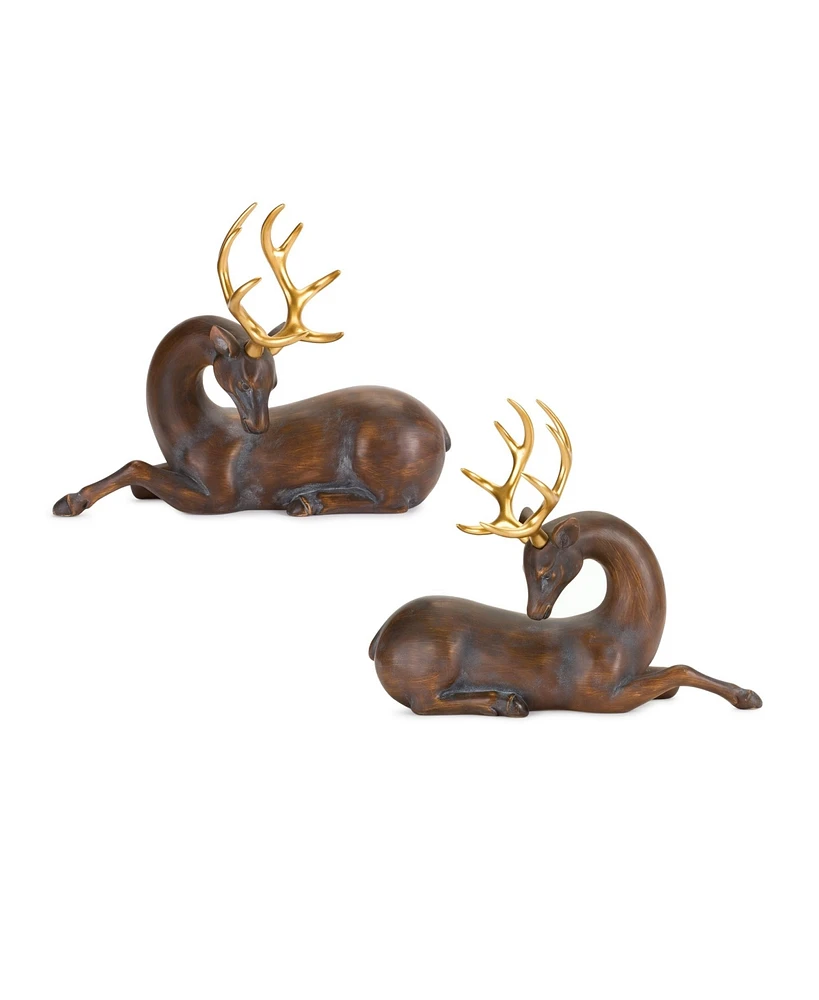 Slickblue Set of 2 Resin Deer Figurines - Elegant Home Decor Accent for Christmas and Beyond