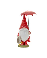 Slickblue Garden Gnome With Umbrella And Woodland Animals Statue (Set of 2)