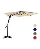 Mondawe 10 ft. Square Cantilever Outdoor Market Umbrella 360-Degree Swivel With Base Stand Included