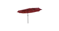 15 ft Patio Led Crank Solar Powered 36 Lights Umbrella without Weight Base
