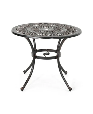 Simplie Fun Elegant Outdoor Aluminum Dining Table with Cut-Out Design and Rust Protection