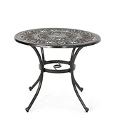 Simplie Fun Elegant Outdoor Aluminum Dining Table with Cut-Out Design and Rust Protection