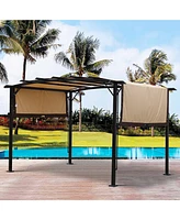 Simplie Fun Xxl Patio Gazebo with Retractable Canopy, Steel Frame for Outdoor Sun Shade