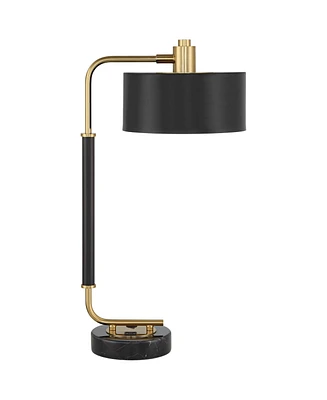 Myles Mid Century Modern Desk Lamp with Dual Usb Charging Ports 24" High Black Gold Metal Drum Shade Decor for Bedroom Living Room Bedside Nightstand