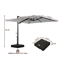 Mondawe 156"W x 120"D Rectangular 360 Degree Rotation Cantilever Umbrella w/ Weight Base Included