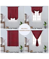 Caromio Yarn-Dyed Buffalo Check Rod Pocket Tie Up Shade Curtain, 42" x 63"