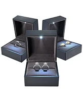 Yescom Led Ring Box Jewelry Wedding Engagement Proposal Light Ear Ring Case Gift Black