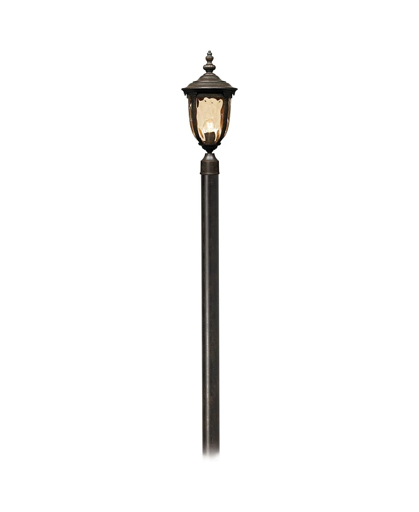 John Timberland Bellagio European Outdoor Post Light with Pole Veranda Bronze 103" Champagne Glass for Exterior House Porch Patio Outside Deck Garage