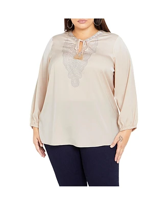 City Chic Women's Detail Neck Top