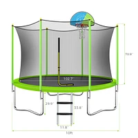 Streamdale Furniture 10ft Outdoor Trampoline with Safety Enclosure, Ladder, Uv-Resistant Pad