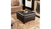 Richmond Faux Leather Storage Ottoman with Rosewood Legs