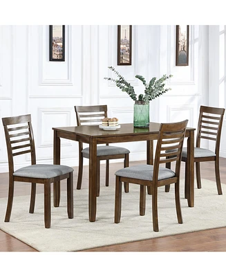 Simplie Fun Sturdy Solid Wood Dining Chair Set of 4 with Linen Upholstery