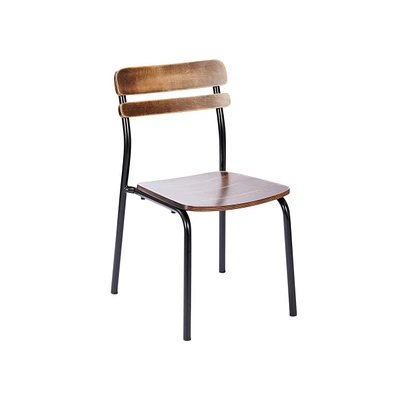 Emma+Oliver Blanchard Dining Chair With Metal Frame And Solid Wood Seat Back Antique Finish