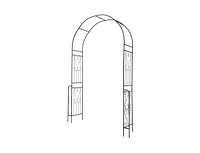 Slickblue 7.9 Feet Metal Garden Arch Backdrop Stand with Fence for Climbing Plants-Black