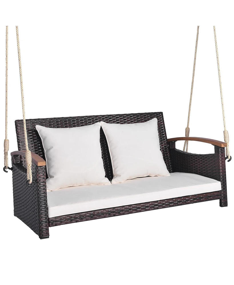 Slickblue 2-Person Patio Rattan Porch Swing