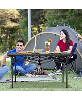 Slickblue Aluminum Camping Table for 4-6 People with Carry Bag-Black