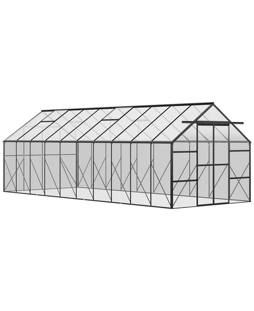 Outsunny Walk-in Garden Greenhouse Kit with Vent, Rain Gutter and Door