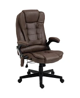 Vinsetto Massage Office Chair with 6 Points Heat Microfiber Executive Office Chair Coffee