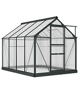 Outsunny 6' x 8' x 7 Greenhouse Aluminum Frame Walk-In Outdoor Plant Garden Polycarbonate