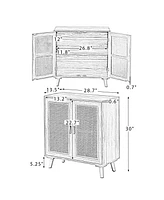 Accent Storage Rattan Cabinet Cupboard Console Table for Dining Room