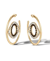 Jessica Simpson Yellow Gold Plated Iron Glass Stone Crystal Eye Hoop Earrings