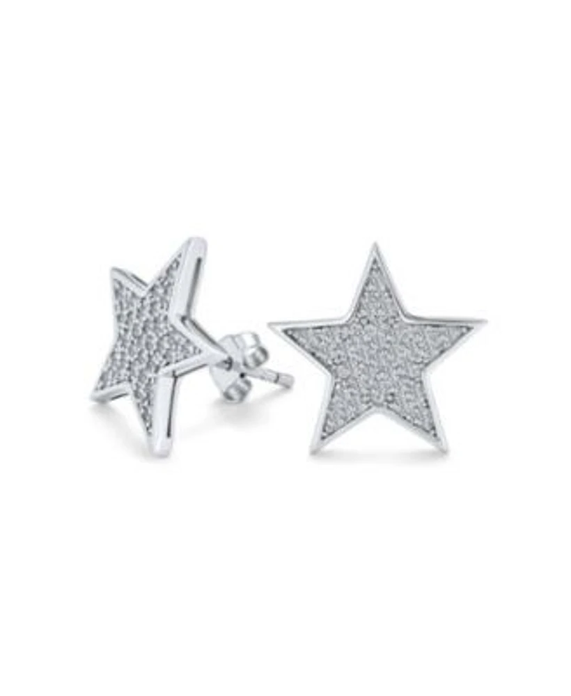 Bling Jewelry Patriotic Rock Star Sparkling Cubic Zirconia Micro Pave Cz Stud Earrings Sterling Silver