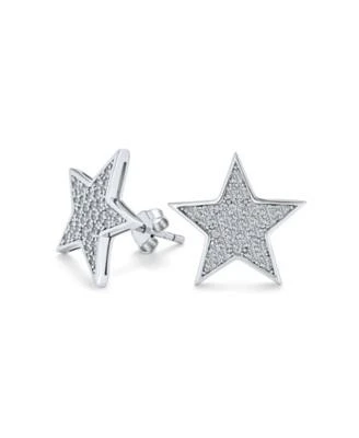 Bling Jewelry Patriotic Rock Star Sparkling Cubic Zirconia Micro Pave Cz Stud Earrings Sterling Silver