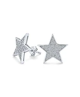 Bling Jewelry Patriotic Rock Star Sparkling Cubic Zirconia Micro Pave Cz Stud Earrings Sterling Silver