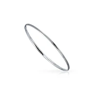 Bling Jewelry Plain Simple Dome Edge Layering Stacking Thin 2MM Shinny Sterling Silver Bangle Bracelet For Women