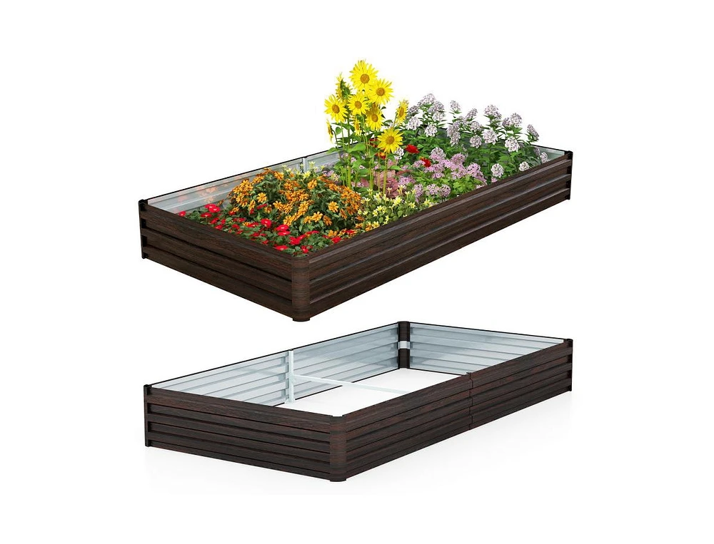 Slickblue Large Outdoor Metal Planter Box for Vegetable Fruit Herb Flower-Coffee