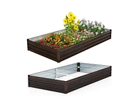 Slickblue Large Outdoor Metal Planter Box for Vegetable Fruit Herb Flower-Coffee