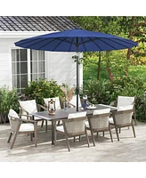 Slickblue 9 Feet Round Patio Umbrella with 18 Fiberglass Ribs