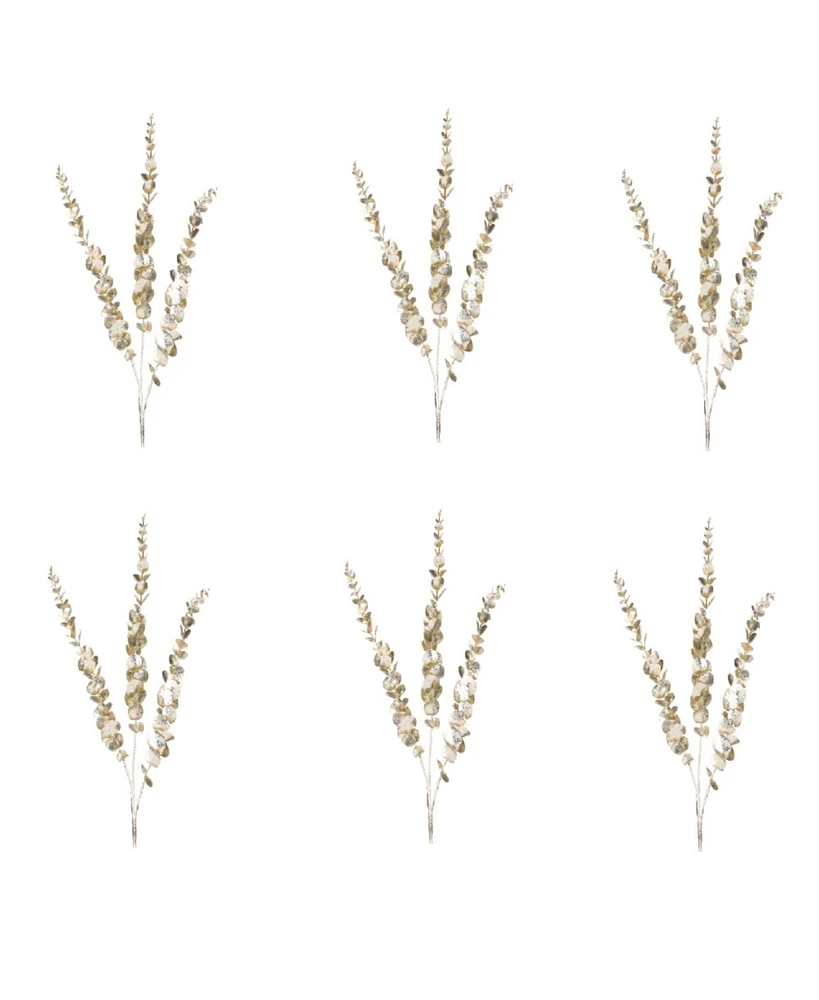 Slickblue Glittered Eucalyptus Sprays - Set of 6PC for Memorable Home Displays
