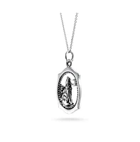 Bling Jewelry Medium Oval Animal Totem Amulet Wicca Jewelry Crescent Moon And Stars Werewolf Celestial Howling Wolf Necklace Pendant For Women Oxidize